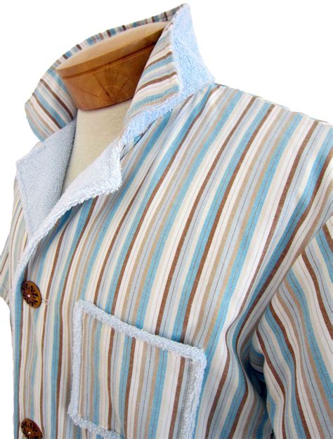 Terry Cloth Mens Cabana Jacket Clothes Vintage Outfits Aqua Stripes