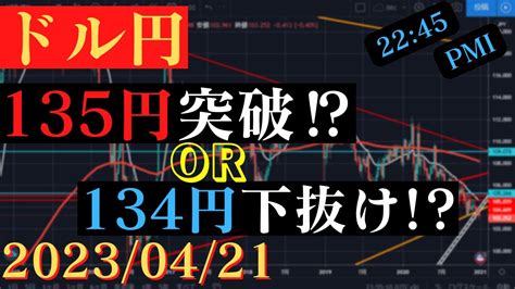 【ドル円】135円突破⁉再び133円台⁉今夜22 45pmi🐥2023 04 21🐥 Youtube