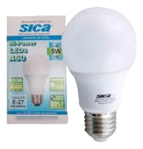 Lampara Led Sica Clásica 5w Rosca E27 Calida fria X 50u Luz Blanco Frío