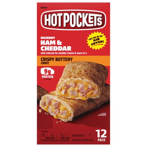 Save On HOT POCKETS Hickory Ham Cheddar Crispy Buttery Crust Sandwiches 12 Ct Order Online
