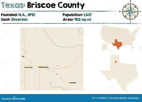 Map of Briscoe County in Texas Stock Vector - Illustration of highway ...