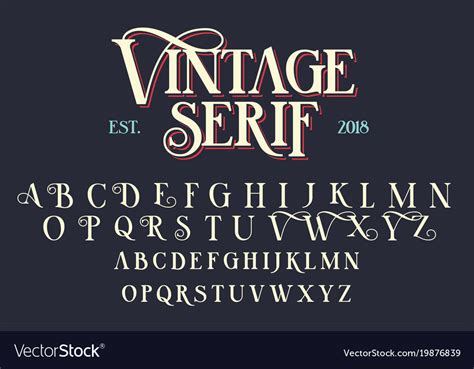 Vintage Serif Lettering Font Royalty Free Vector Image