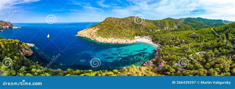 Cala Benirras Beach With Turquoise Sea Water Ibiza Island Spain Stock