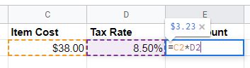 how to do percentages in google sheets