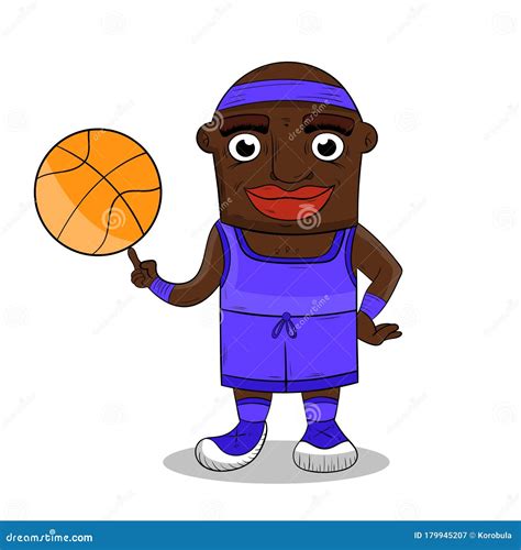 Character Design African American Basketball Player Vector Illustration