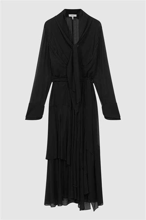 Buy Reiss Black Callie Belted Ruffle Midi Dress From Next Ireland