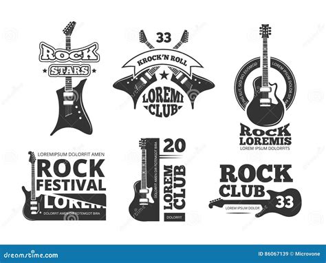 Vintage Heavy Rock Jazz Band Guitar Shop Music Vector Logos And