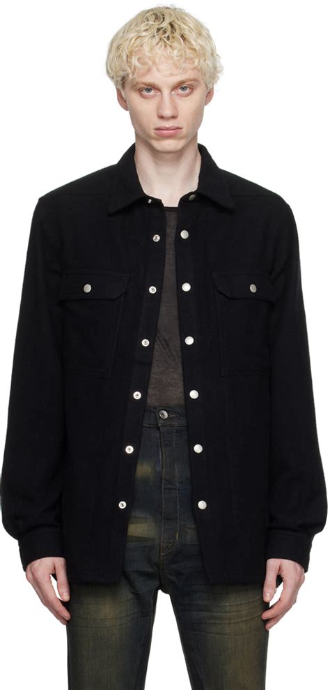 Black Spread Collar Shirt By Rick Owens Drkshdw On Sale