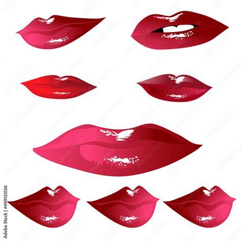 Red Color Lips Teeth With Smile Woman Red Lips Emotions Pink Lips