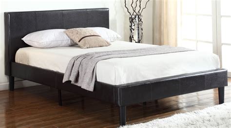 Bonded Leather Upholstered Platform Bed Frame - Walmart.com