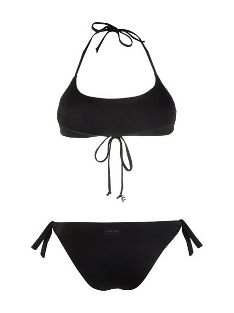 Fisico Halterneck Tie Bikini Black Farfetch