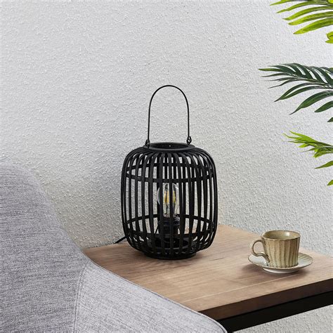 Lindby Canyana Lampe Poser En Rotin Noire Luminaire Fr