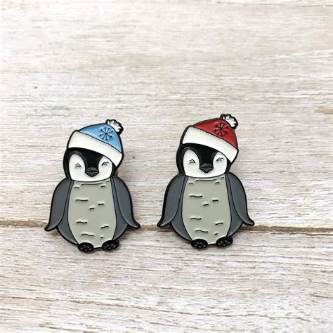 Baby Penguin With Beanie Hat Enamel Pin Stocking Filler Gift Etsy