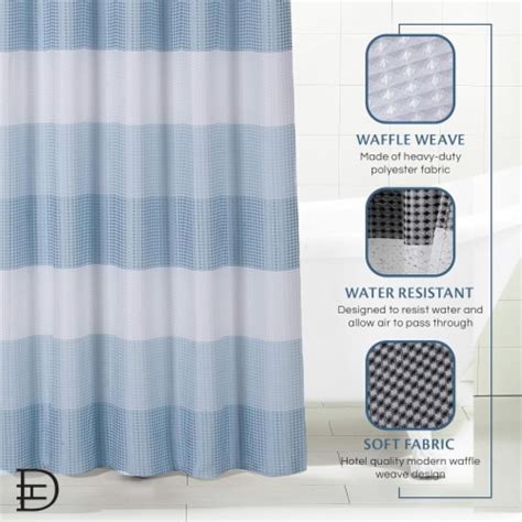 Dainty Home Striped Ombre Waffle Weave Textured Fabric Shower Curtain