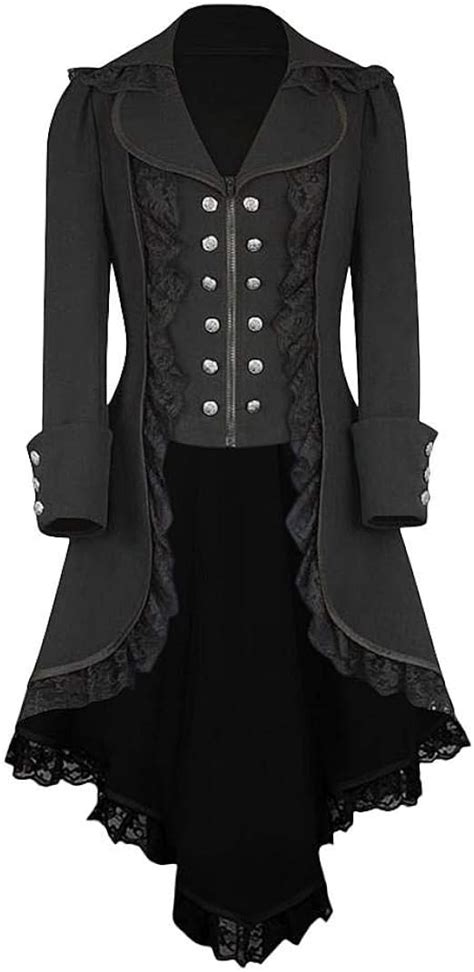 Doublehero Damen Steampunk Gothic Long Mantel Frauen Vintage