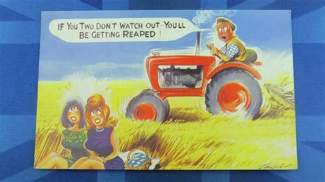 Saucy Bamforth Comic Postcard S Big Boobs Vintage Massey Fergusson