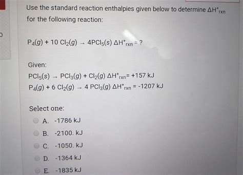 Solved Use The Standard Reaction Enthalpies Given Below To Chegg