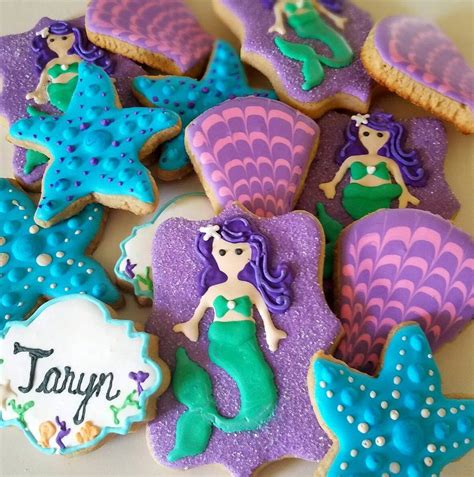 Ocean Themed Mermaid Under The Sea Birthday Party Sugar Cookies