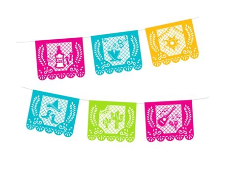 Papel Picado Clipart Banderines De Fiesta Mexicana Banner Etsy México