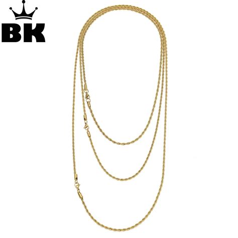 Hip Hop Stainless Steel Rappers 3mm 20 24 30 Rope Chain Mens Gold