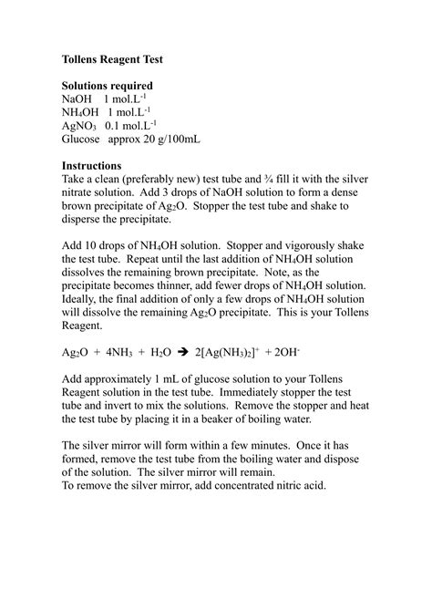 Tollens Test Reaction
