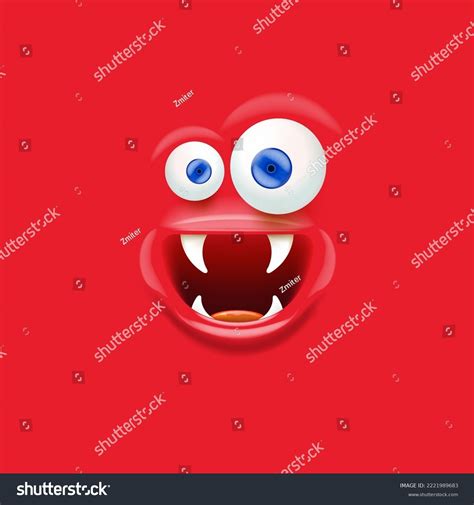 Vector Funny Red Monster Face Open Stock Vector Royalty Free 2221989683 Shutterstock