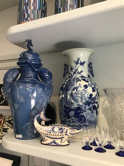 Large Blue Peacock Vase Curiosa Cabinet