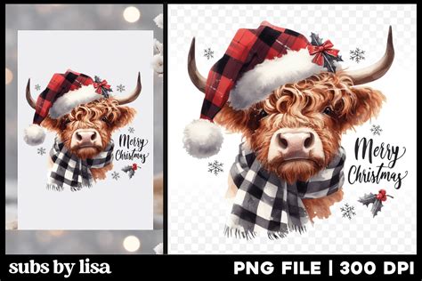 Merry Christmas Highland Cow Graphic By Lisa Smith Creative Fabrica