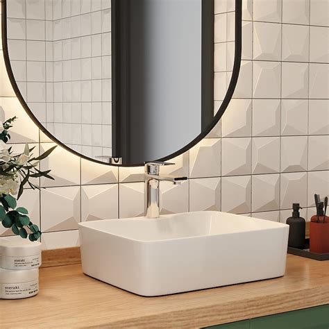 Deervalley Ceramic Vessel Rectangular White Bathroom Sink 20 29 In X