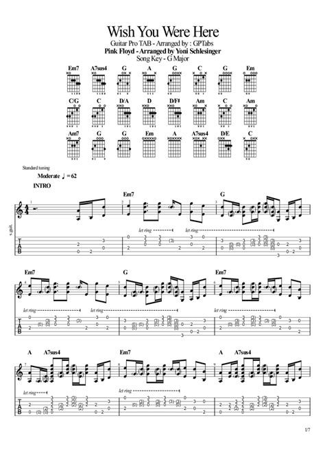 Wish You Where Here Pink Floyd - Acoustic Cover Tab - Yoni Schlesinger