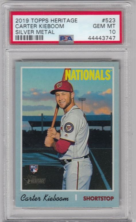 2019 Topps Heritage CARTER KIEBOOM Silver Metal Parallel RC PSA 10 Pop