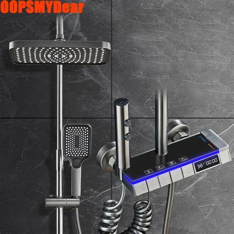 Led Digital Ambient Light Shower Faucet Bathroom Hot Cold Thermostatic Mixer Shower System