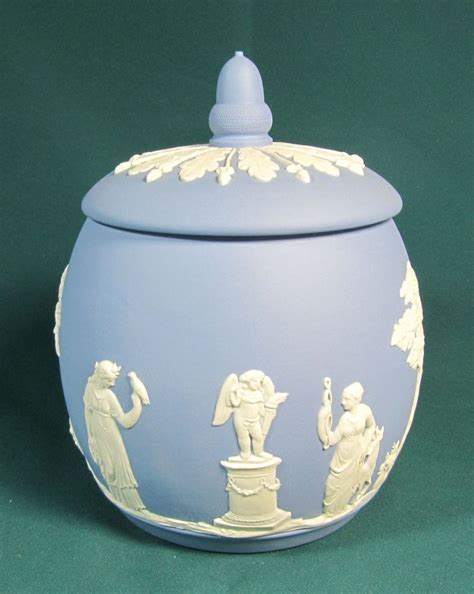 Vintage Wedgwood Blue Jasperware Biscuit Barrel Cookie Jar