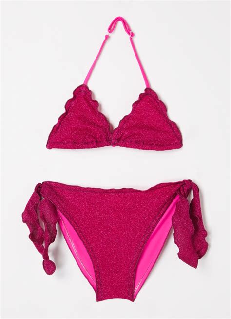 Sundek Bikini Met Lurex En Strikdetail • Donkerroze • De Bijenkorf