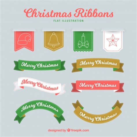 Pack De Cintas Vintage De Navidad Vector Gratis