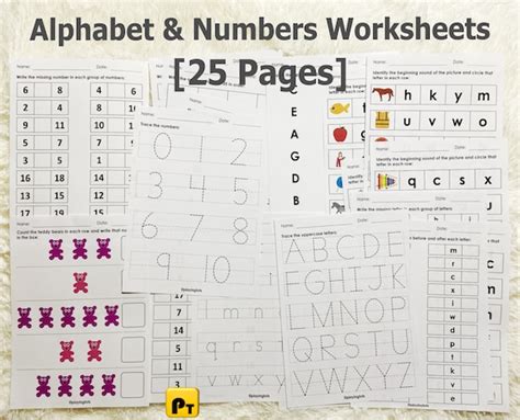 Alphabet and Numbers Worksheets Printable for Toddlers and | Etsy