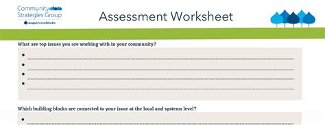 Thrive Rural Framework Assessment Worksheet - Aspen CSG