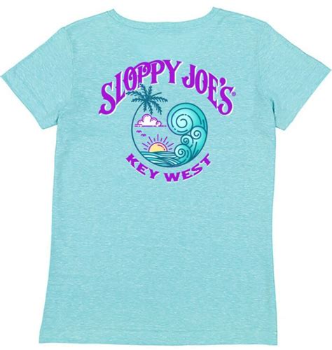 Ladies Multi Wave Logo V Neck Sloppy Joes Bar Key West Fl