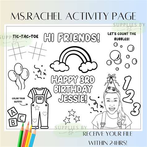 Ms. Rachel Activity Page Download, Ms. Rachel Birthday, Party ...