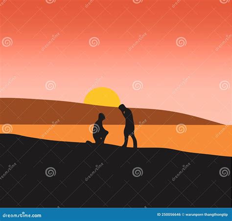 Silueta Matrimonio Gay En La Playa Durante La Puesta De Sol En La Playa Ilustraci N Del Vector