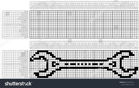 Spanner Wrench Icon Nonogram Pixel Art Stock Vector Royalty Free