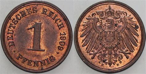 Kleinm Nzen Kaiserreich Pfennig E Grosser Adler Patina Fast