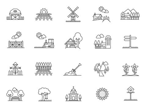 20 Village Vector Icons