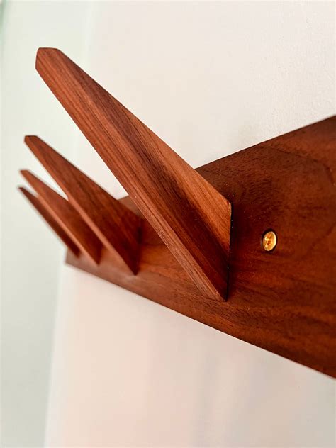 Mid Century Solid Walnut Coat Rack Etsy