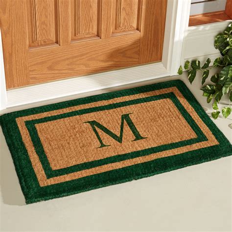 Green Double Border Monogrammed Outdoor Mat