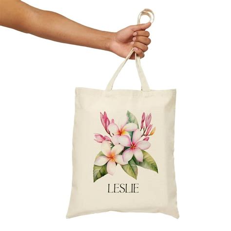 Plumeria Flower Canvas Tote Bag Personalized Canvas Tote Bag Plumeria