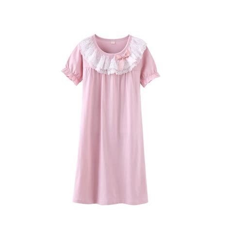 Girls Cotton Nightgowns Summer Soft Princess Nightgown Long Sleeve