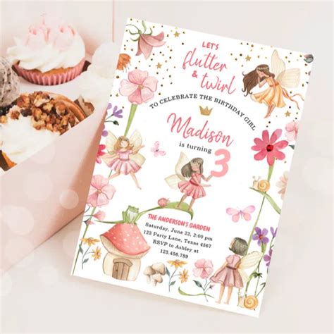 Fairy Magical Forest Garden Girl First Birthday In Invitation Zazzle