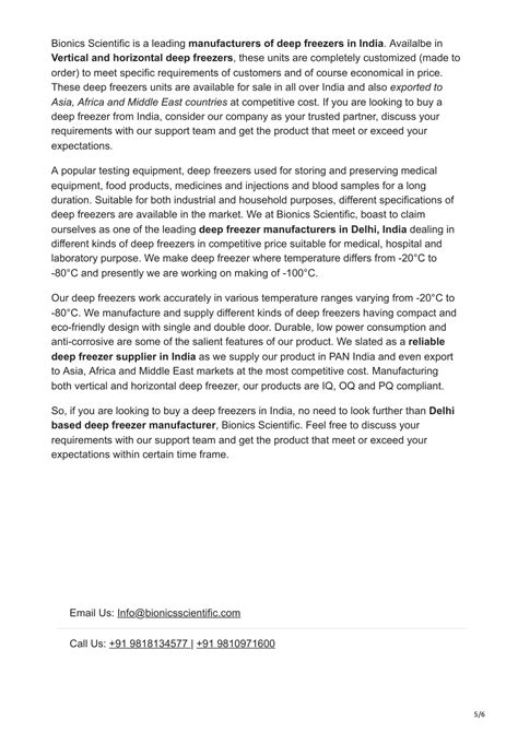 PPT - Laboratory Deep Freezers Manufacturers India -20C to -86C Price