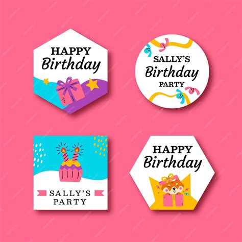 Free Vector | Flat labels collection for kids birthday party